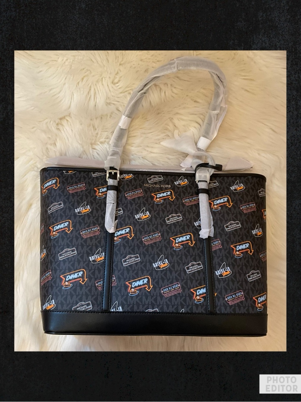 MICHAEL Michael Kors Jet Set Large Signature Logo Tote Bag - Diner Print - NWT